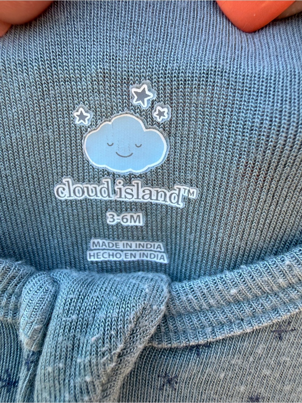 cloud island Soft Cotton Footie One-Piece - Light Blue & Navy - Picture 4 of 7